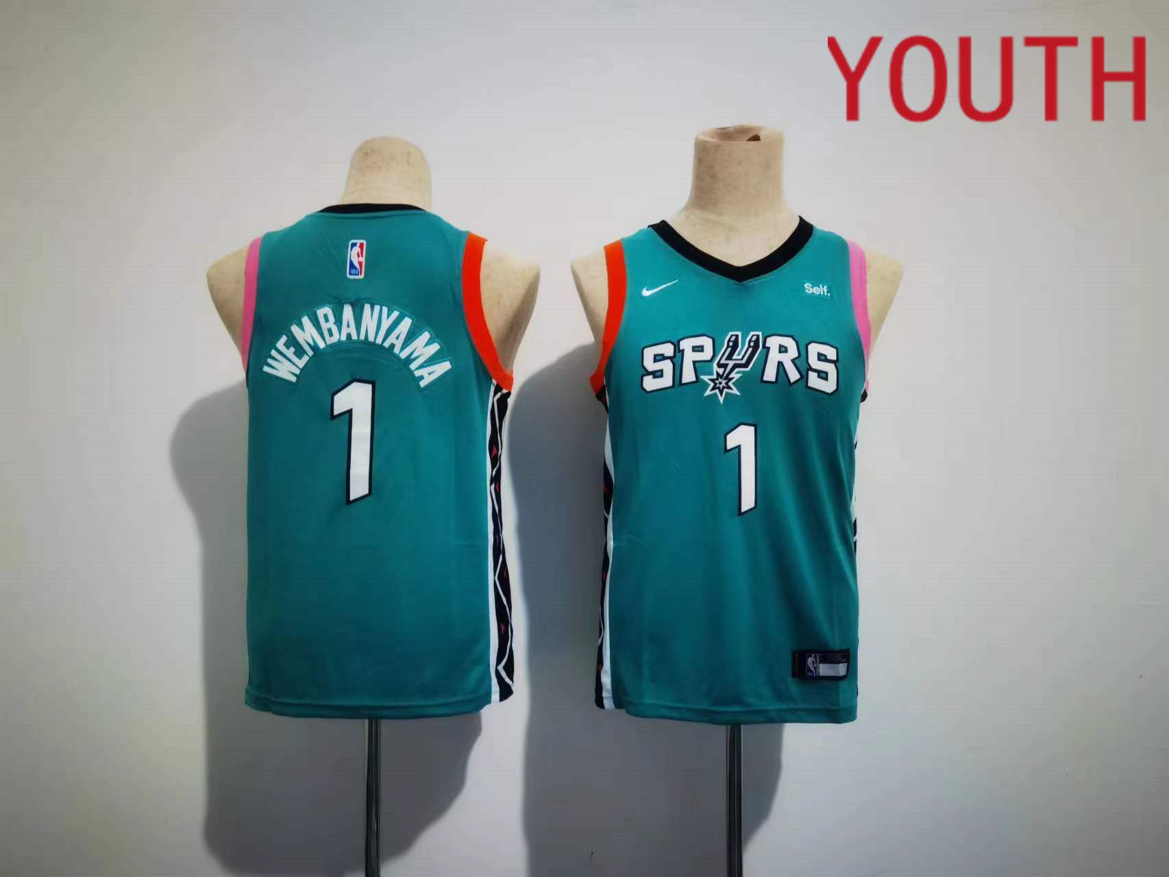 Youth San Antonio Spurs 1 Wembanyama Nike Green City Edition Swingman NBA Jersey